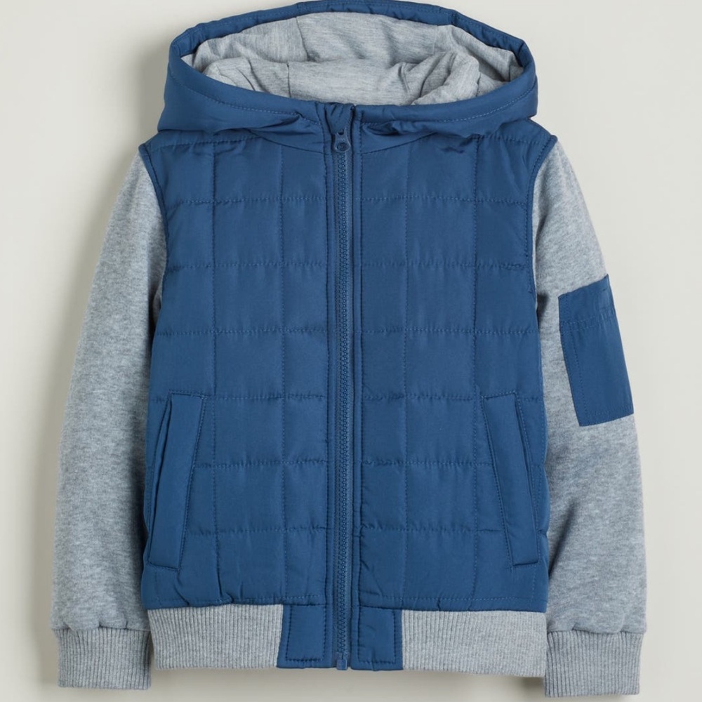 Tucker + Tate Kids' Mountain Crest Mixed Media Hooded Jacket in Navy - Size 2